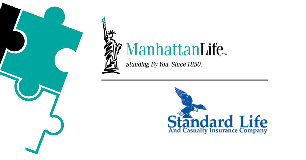 manhattanlife and standard life and casualty insurance company logos by puzzle pieces