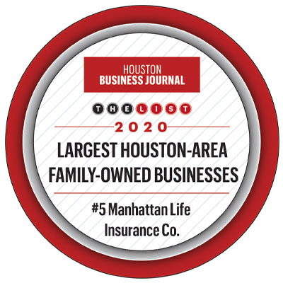 houston business journal's manhattanlife 2020 ranking seal